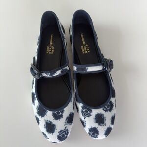 Larroudé Jonathan Cohen Verona Navy Ink Blot Mary Jane Ballet Flats Size 8 New